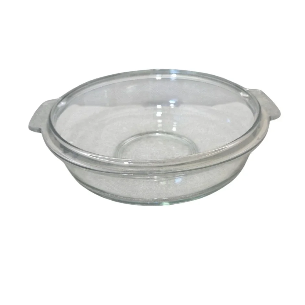 Vintage CorningWare Clear Glass Casserole Dish 1 Qt Round Grab It P-150-B